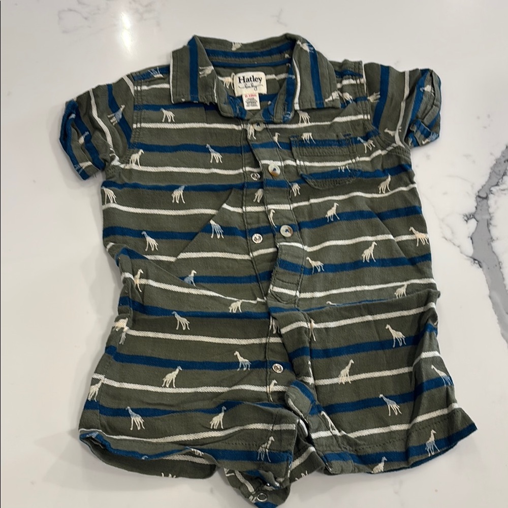 Hatley Short Sleeve Short Romper with Giraffe Print
